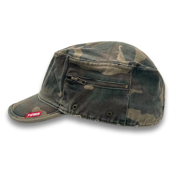Army Cadet Hat Distressed Round Top BDU Baseball Castro Cap With Zippered Pocket - Picture 3 of 8